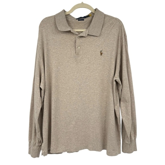 Polo Ralph Lauren Mens Size XL Classic Fit polo shirt beige Long Sleeve - Picture 1 of 5